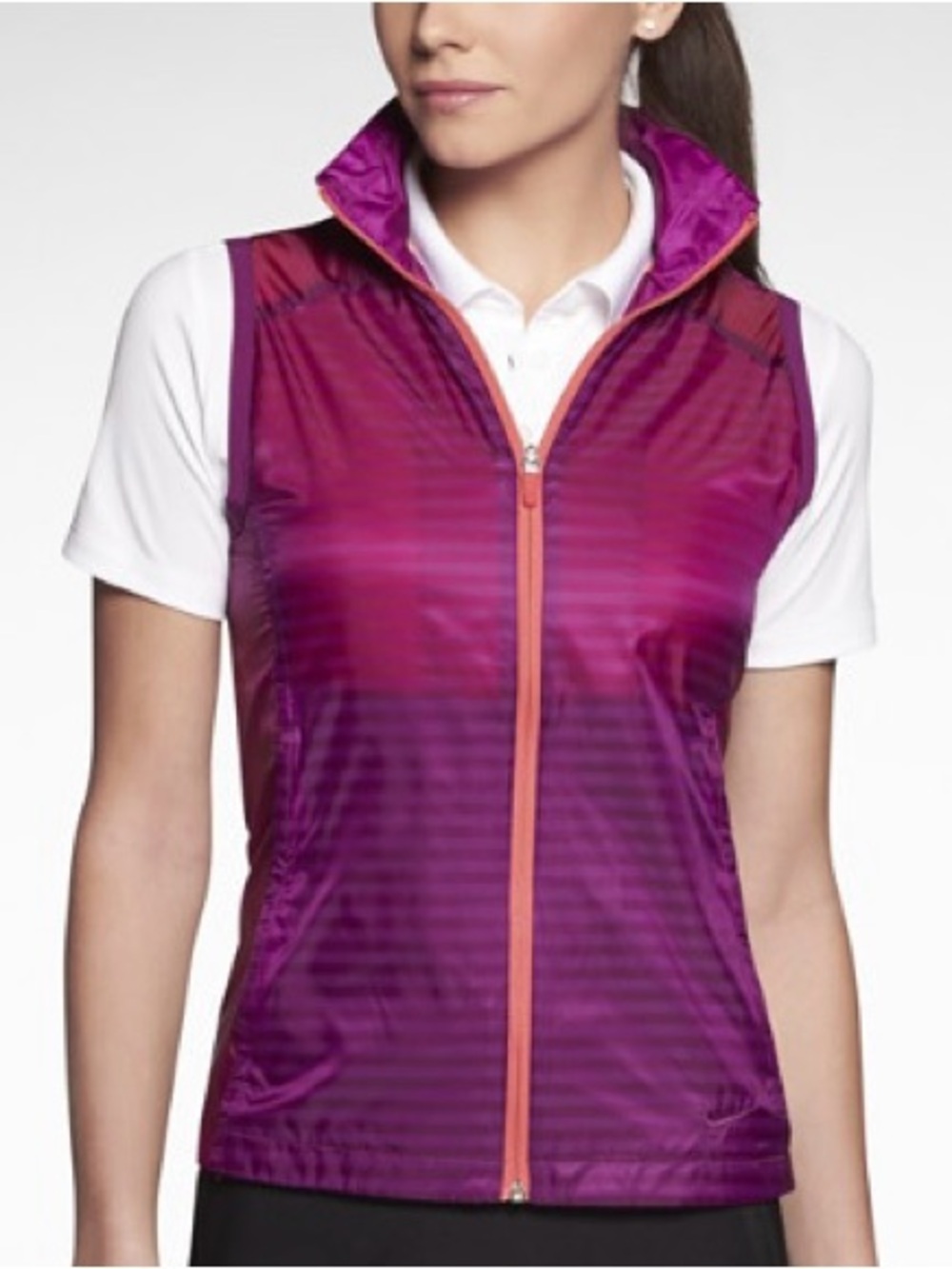 Nike Dri-Fit Golf Womens Purple Vest with Coral Zip XS